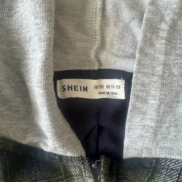 Green and Blue Zip Up Plaid Flannel Hoodie - Picture 3 of 3